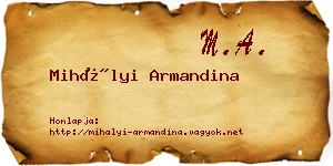 Mihályi Armandina névjegykártya